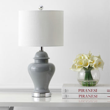 Qin 22" Ceramic/Iron Classic Cottage LED Table Lamp - JONATHAN Y